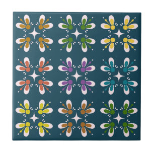 Retro pattern of Spanish culture l Colourful flora Ceramic Tile