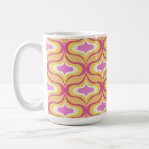 Retro Pattern Orange Pink White Coffee Mug