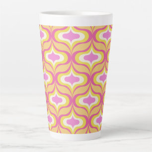 Retro Pattern Orange Pink White Latte Mug