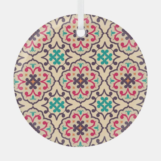 Retro pattern: wallpaper, textile design glass tree decoration (Front)
