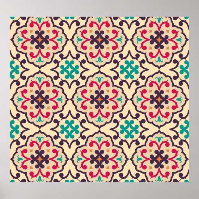 Retro pattern: wallpaper, textile design poster (Front)