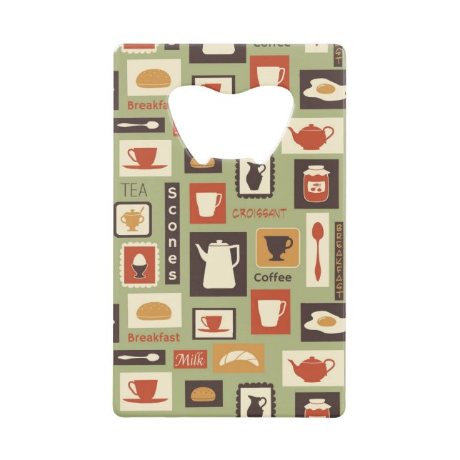 Retro pattern with kitchen dishes for breakfast (Front)