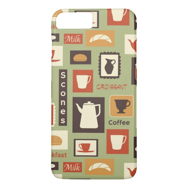 Retro pattern with kitchen dishes for breakfast Case-Mate iPhone case (Back)