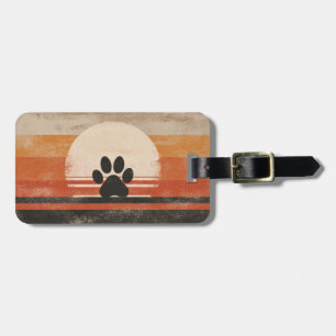 Retro Paw Sunset – Vintage Pet Lover Art Luggage Tag