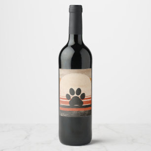 Retro Paw Sunset – Vintage Pet Lover Art Wine Label