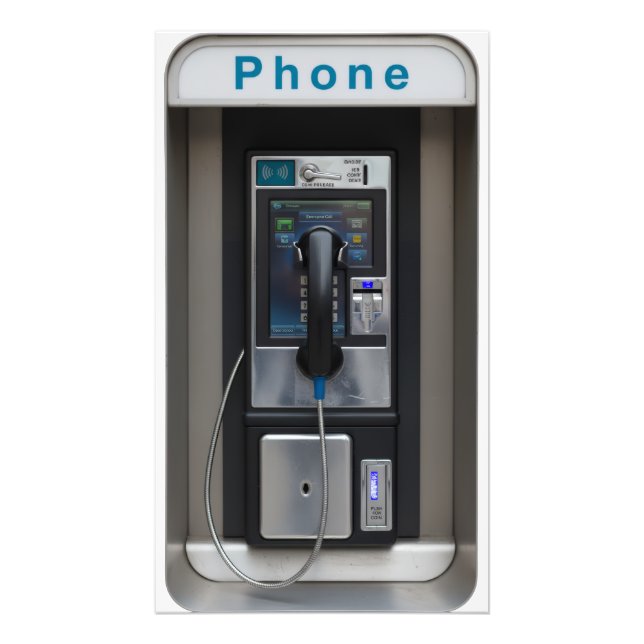 Retro Payphone Design, Vintage Telephone Booth Art Photo Print (Front)