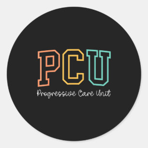 Retro Pcu Progressive Care Unit Rn Nurse Nursing W Classic Round Sticker