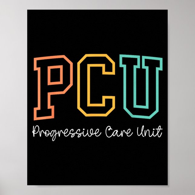 Retro Pcu Progressive Care Unit Rn Nurse Nursing W Poster (Front)