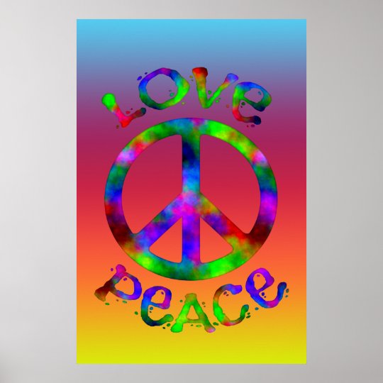 Retro Peace and Love Tie-Dye Design Poster | Zazzle.com.au
