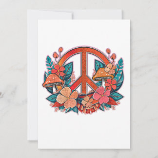 Retro Peace Floral Sign Invitation