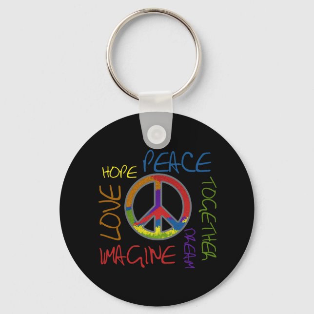 Retro Peace Key Ring (Front)