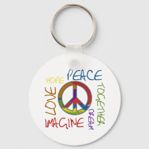 Retro Peace Key Ring