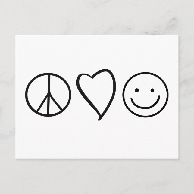 Retro Peace Love and Happiness Postcard (Front)