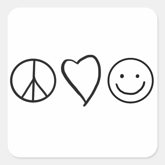 Retro Peace Love and Happiness Square Sticker (Front)