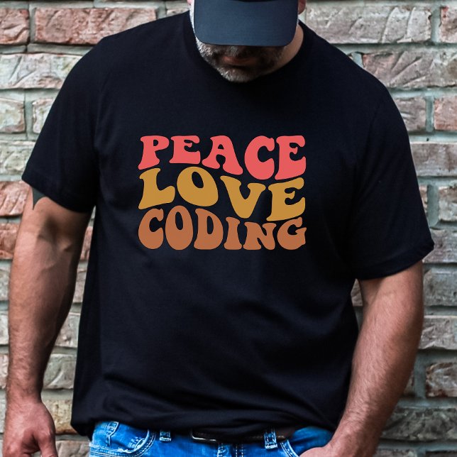 Retro Peace Love Coding T-Shirt (Creator Uploaded)