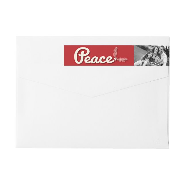 Retro Peace Love Joy Holiday Photo Address Labels (Back)