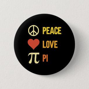 Retro Peace Love Pi 3.14 Happy Pi Day Math Pun Pi 6 Cm Round Badge
