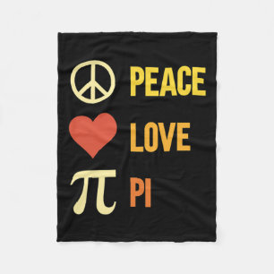 Retro Peace Love Pi 3.14 Happy Pi Day Math Pun Pi Fleece Blanket