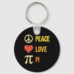 Retro Peace Love Pi 3.14 Happy Pi Day Math Pun Pi Key Ring