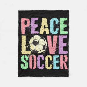 Retro Peace Love Soccer Score Club Mum Game Fleece Blanket