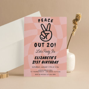 Retro Peace Out Any Age Birthday PARTY  Invitation