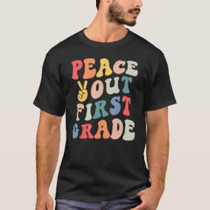 Retro Peace Out First Grade Teacher Last Day Of Sc T-Shirt