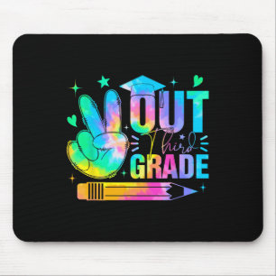 Retro Peace Out Third Grade Graduation Tie Dye Sum Mouse Pad