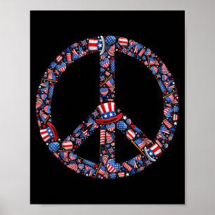 Retro Peace Sign American Flag 4th Of July
