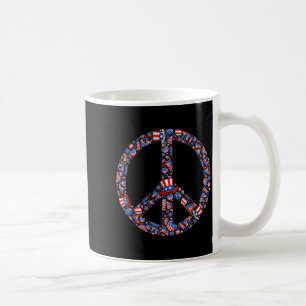 Retro Peace Sign American Flag 4th Of July Coffee Mug