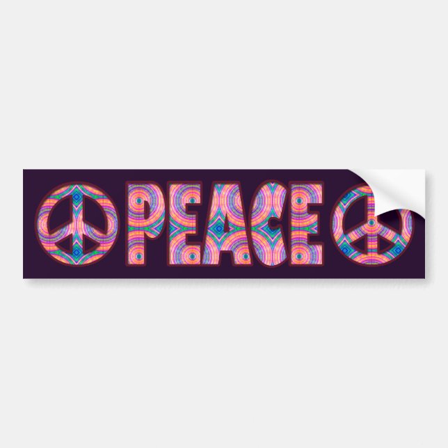 RETRO PEACE SIGN BUMPER STICKER (Front)