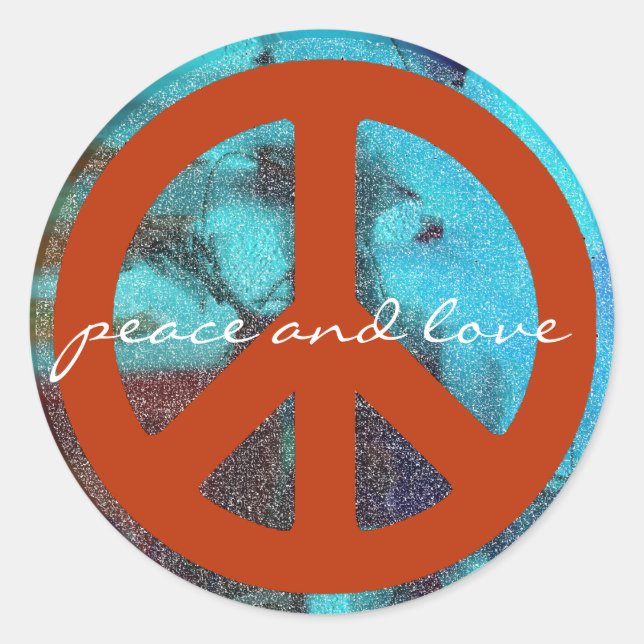 retro peace sign classic round sticker (Front)