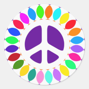 RETRO PEACE SIGN CLASSIC ROUND STICKER