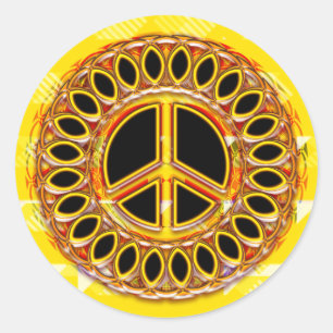 RETRO PEACE SIGN CLASSIC ROUND STICKER