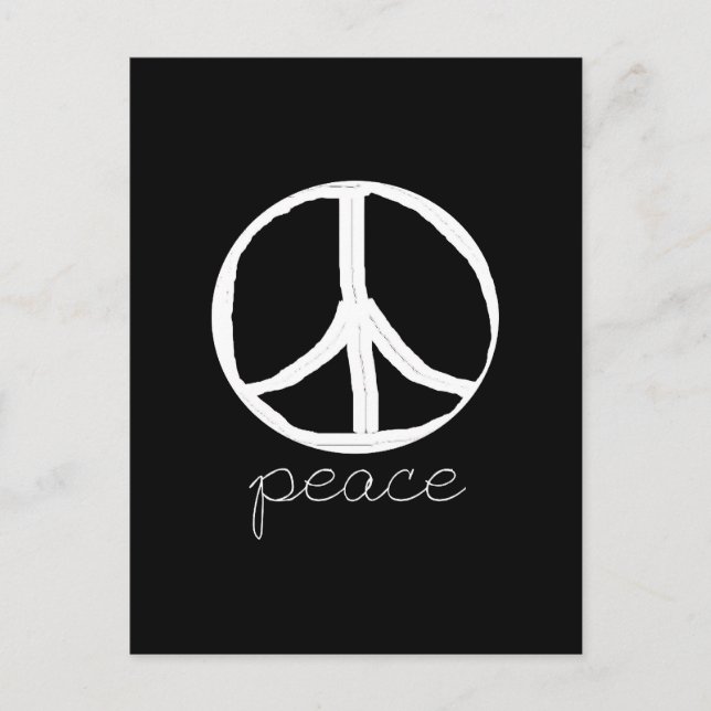 Retro Peace Sign on Black Background Postcard (Front)