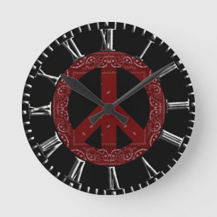 Retro Peace Sign Round Clock