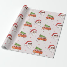 retro peace sign Santa wrapping paper