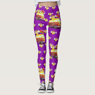 Retro Peace Sign Smiley Hippy Van 1960's 1970"s Leggings