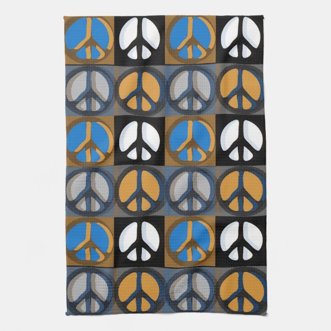 Retro Peace Sign Tea Towel (Vertical)