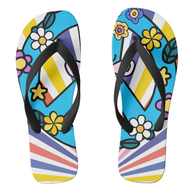 Retro Peace Sign Thongs (Footbed)