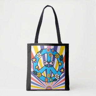 Retro Peace Sign Tote Bag