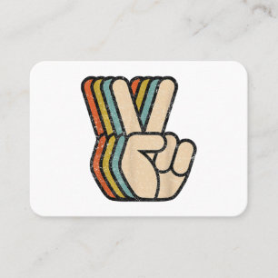 Retro Peace Sign V Fingers Vintage 60s 70s 80s Coo Business Card