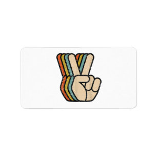 Retro Peace Sign V Fingers Vintage 60s 70s 80s Coo Label