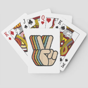 Retro Peace Sign V Fingers Vintage 60s 70s 80s Coo Playing Cards