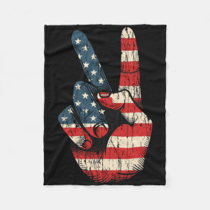 Retro Peace Sign Vintage 60's 70's Hippie  Fleece Blanket