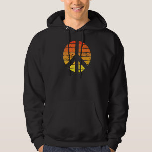 Retro Peace Sign Vintage Distressed Sunset Style Hoodie