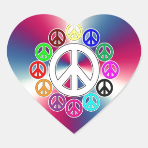 retro peace signs heart sticker
