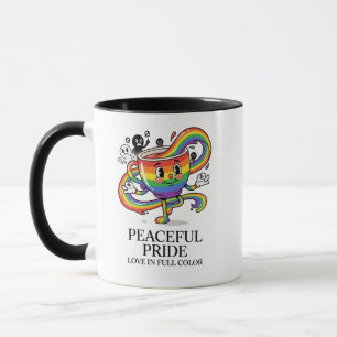 Retro Peaceful Pride Rainbow Coffee Cup T-Shirt