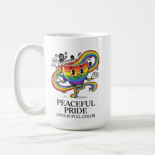 Retro Peaceful Pride Rainbow Coffee Cup T-Shirt