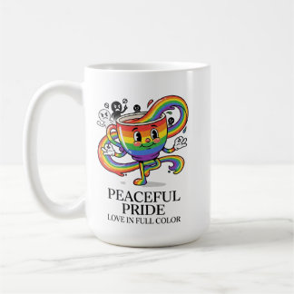 Retro Peaceful Pride Rainbow Coffee Cup T-Shirt