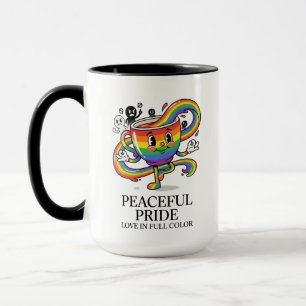 Retro Peaceful Pride Rainbow Coffee Cup T-Shirt